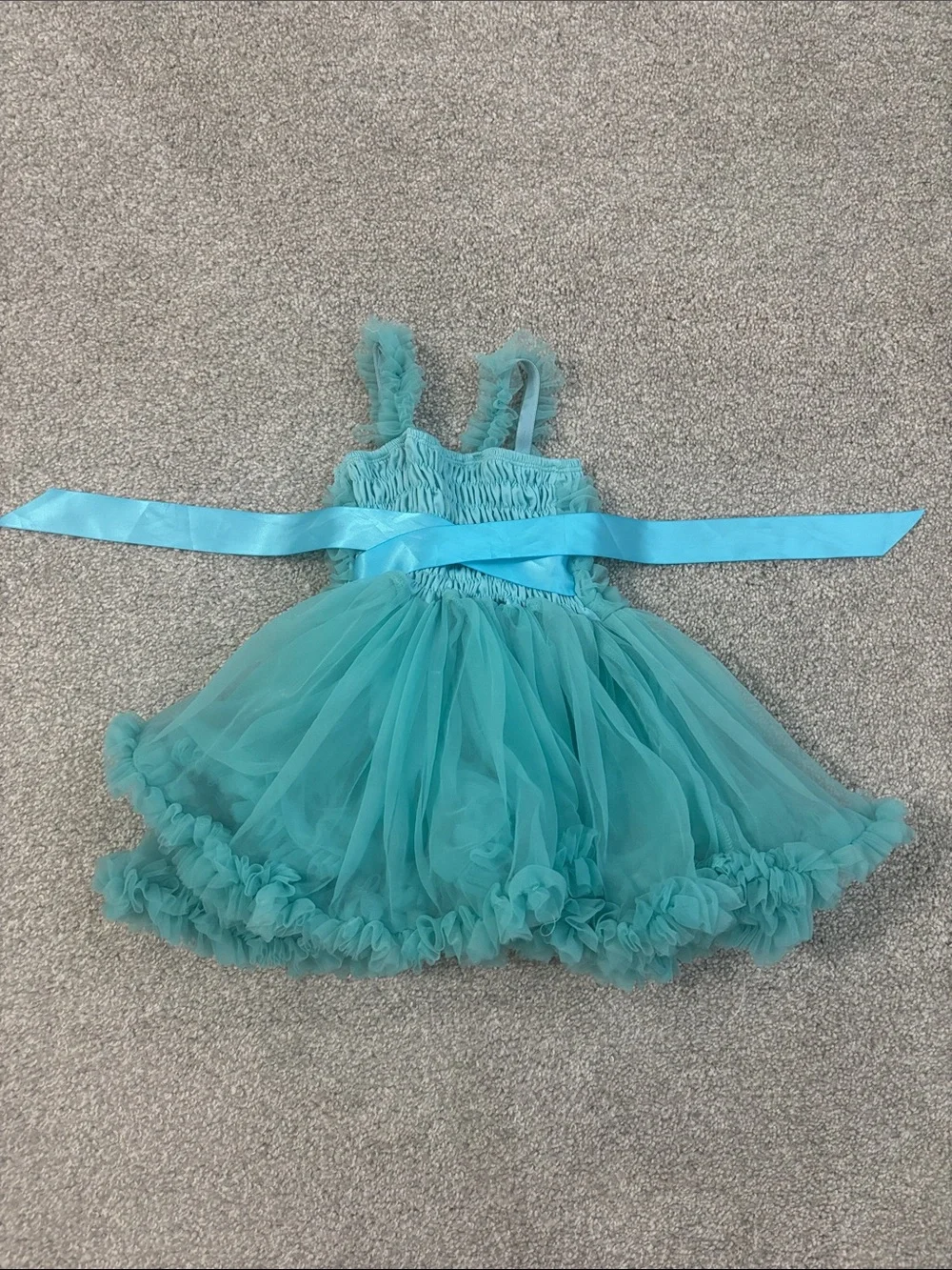 Ruffle Butts Teal Layered Tulle Ruffle Dress